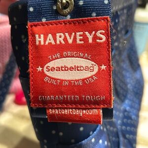 Charming Blue & White Polka Dot Harvey’s Rare Tote Bag – Gently Used!